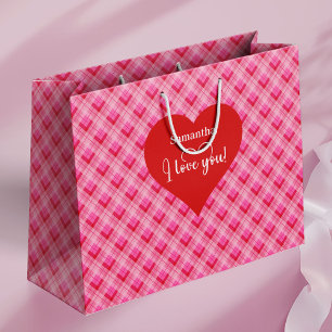 Custom Valentine Gift Bag I Love You Love Hearts