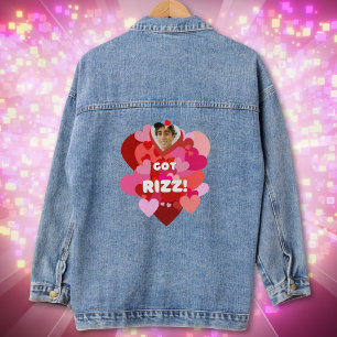 Custom Valentine Got Rizz Photo Heart Pop Denim Jacket