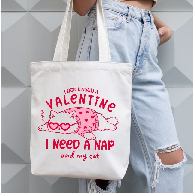 Custom Valentine Nap and Cat Funny Tote Bag (Creator Uploaded)