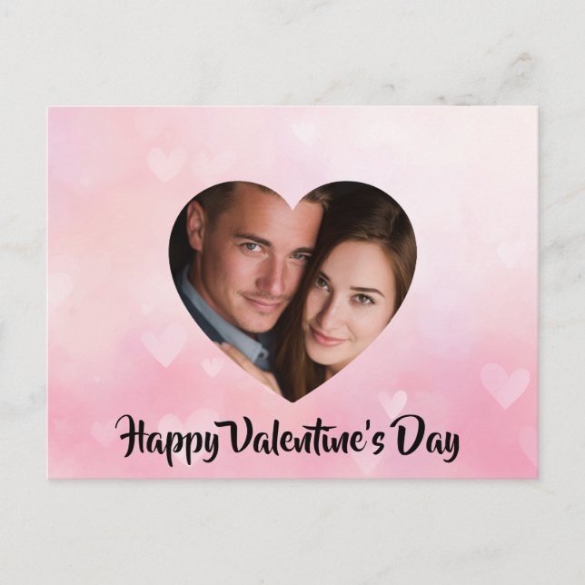 Custom Valentine’s Day Heart-Shaped Photo Card (Front)