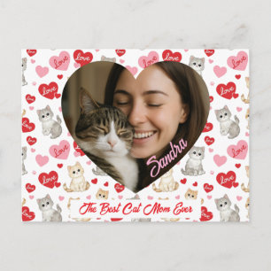 Custom Valentine's Day Cat Mom Heart Photo Postcard