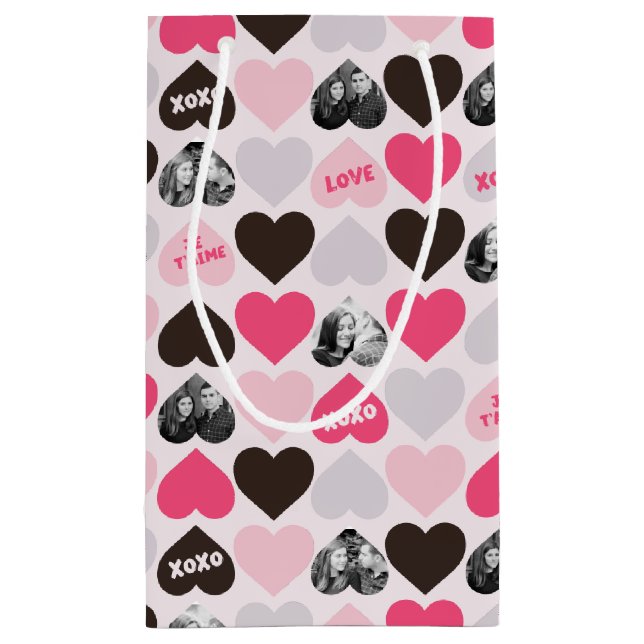 Custom Valentine's Day Heart Photo Collage Small Gift Bag (Back)