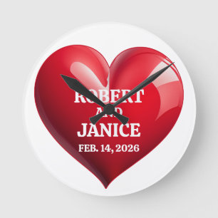Custom valentines day personalise heart gift round clock