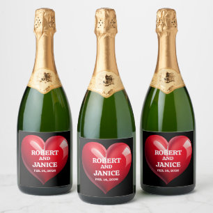 Custom valentines day personalise heart gift sparkling wine label