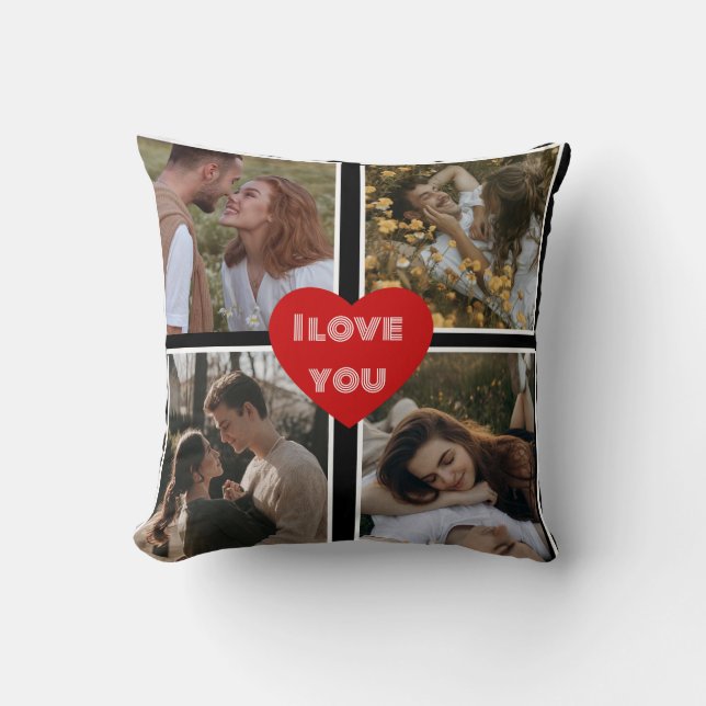 Custom Valentine's Day Photo Collage Pillow (Front)