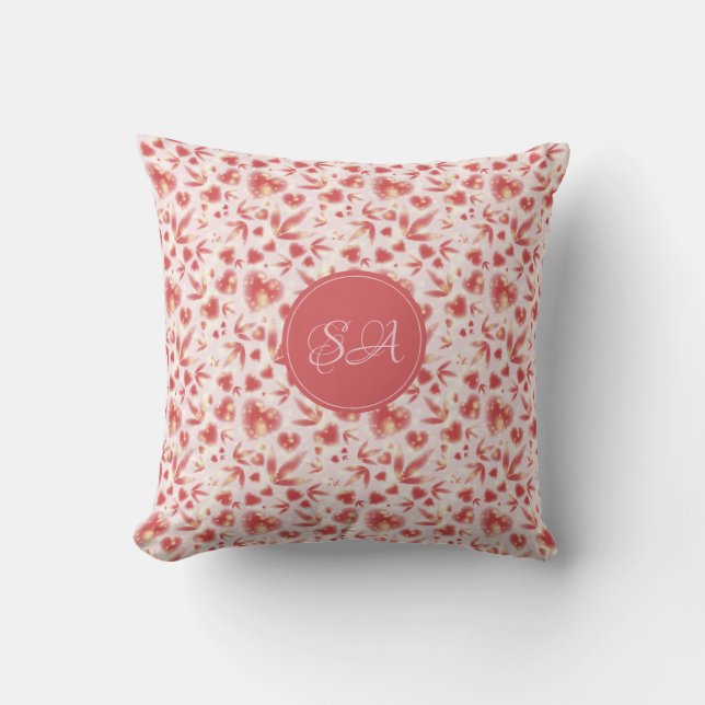 Custom Valentine's Day Pink Hearts Shiny Dot Light Cushion (Front)