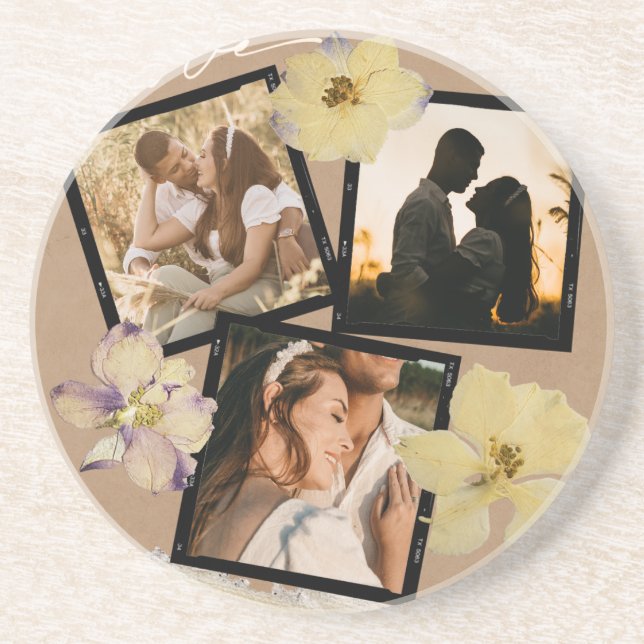 Custom Valentine's Day Romantic Couple Photo  Coaster (Front)