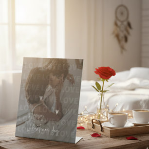 Custom Valentine's Day Romantic Couple Photo  Pedestal Sign