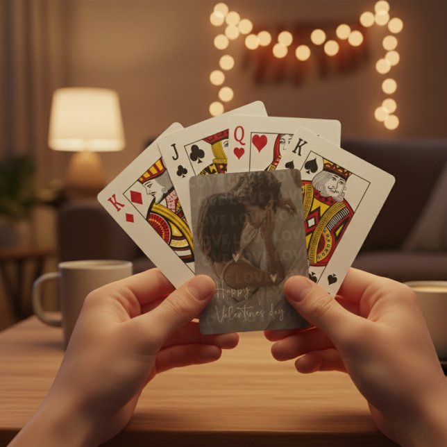 Custom Valentine's Day Romantic Couple Photo  Playing Cards (Creator Uploaded)