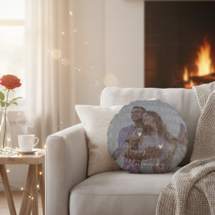 Custom Valentine's Day Romantic Couple Photo Round Cushion