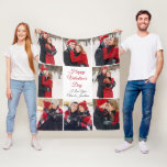 Custom Valentine's Day Romantic Love Photo Collage Fleece Blanket<br><div class="desc">This beautiful customisable Happy Valentine's Day blanket gift has bold red script in the centre and your names surrounded by 8 romantic couple photos around the border. Select the sweetest photographs of your relationship to make a personalised photograph collage for your boyfriend, girlfriend, wife, husband, or partner. A wonderful Valentine...</div>