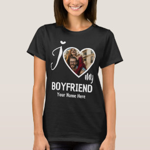 Custom Valentines Heart Photo I Love My Boyfriend T-Shirt