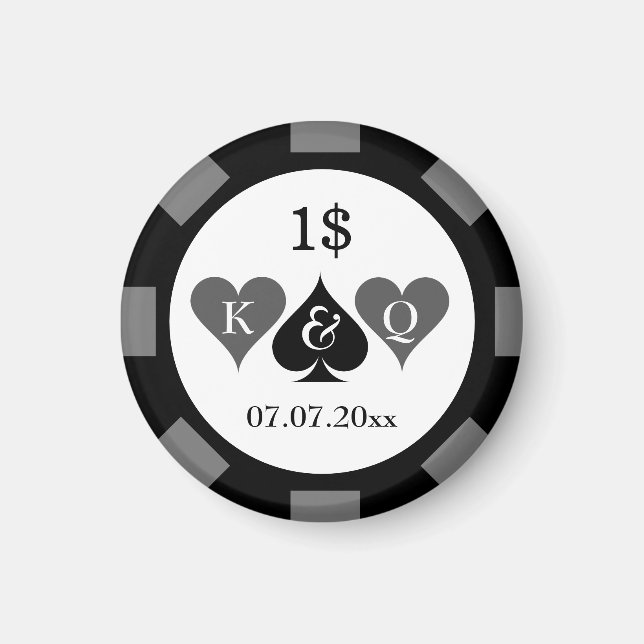 Custom value poker chip casino wedding favour gift magnet (Front)