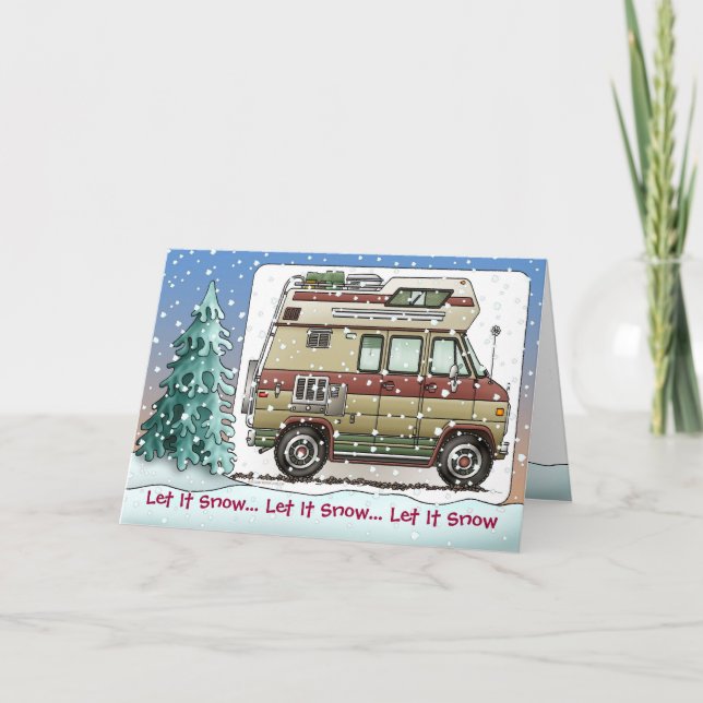 Custom Van Camper RV Holiday Cards (Front)
