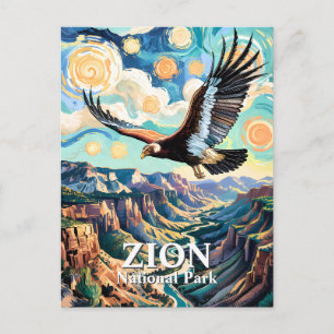 Custom Van Gogh Zion Canyon Bird California Condor Postcard