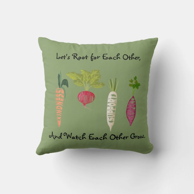 Custom Vegan Plant-Themed Throw Pillow Decor (Back)
