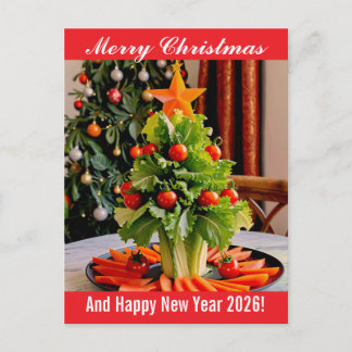 Custom Vegetables Christmas Tree, Lettuce Leaves  Holiday Postcard