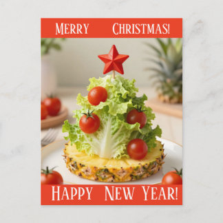 Custom Vegetables Christmas Tree, Lettuce Leaves  Postcard