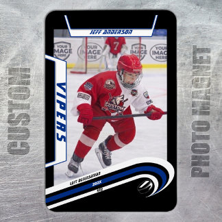 Custom Velocity Blue Ice Hockey Photo Magnet