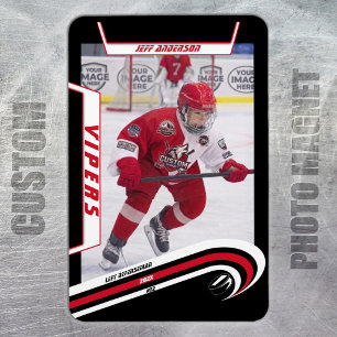 Custom Velocity Red Ice Hockey Photo Magnet