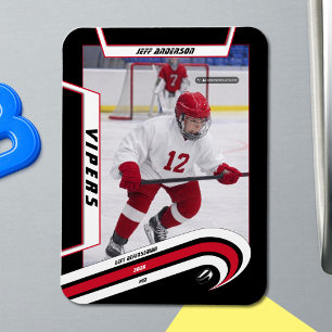 Custom Velocity Red Ice Hockey Photo Magnet