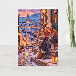 Custom Verse Reykjavik Iceland Christmas Greeting Card