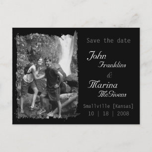Custom Vertical Frame :Save the Date Torn Edges Announcement Postcard