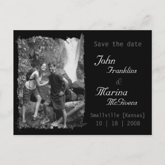 Custom Vertical Frame :Save the Date Torn Edges Announcement Postcard