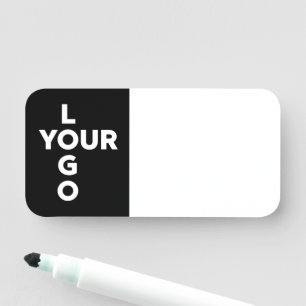 Custom Vertical Logo on Black Reusable Dry Erase Name Tag
