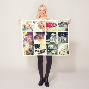 Custom vertical photo collage fleece blanket