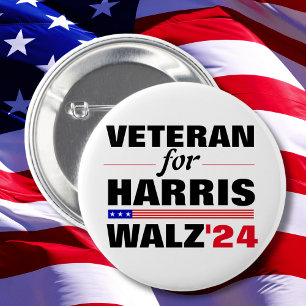 Custom Veterans for Harris Waltz 2024 Election 6 Cm Round Badge