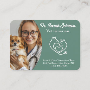 Custom Veterinarian Business Card with Photo, Logo