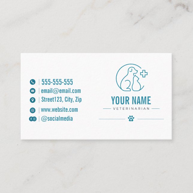 Custom Veterinarian Business Card with QR Code (Front)