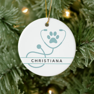 Custom Veterinarian Veterinary Professionals Ceramic Tree Decoration