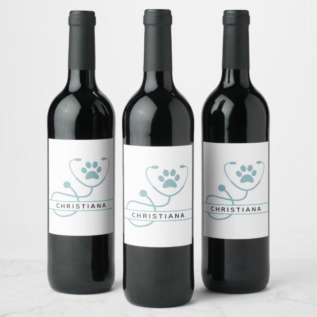 Custom Veterinarian Veterinary Professionals Wine Label (Bottles)