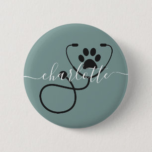 Custom Veterinarian Veterinary Tech Vet Assistant 6 Cm Round Badge