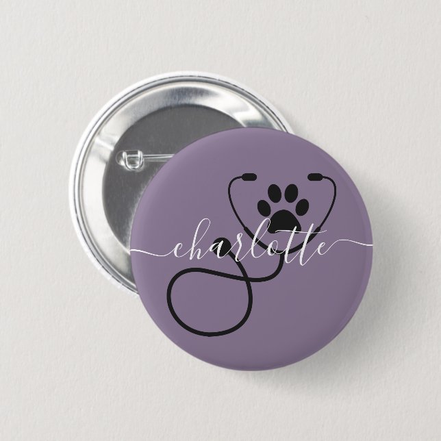 Custom Veterinarian Veterinary Tech Vet Assistant 6 Cm Round Badge (Front & Back)