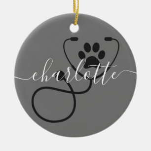 Custom Veterinarian Veterinary Tech Vet Assistant Ceramic Tree Decoration