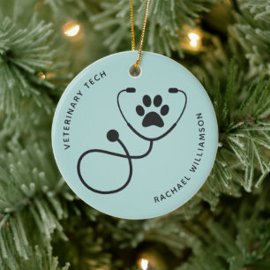Custom Veterinarian Veterinary Tech Vet Assistant Ceramic Tree Decoration
