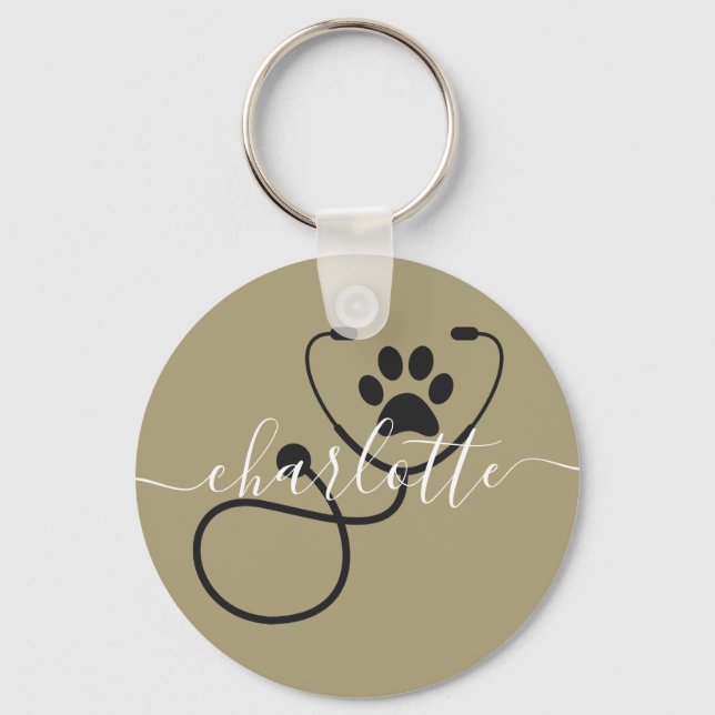 Custom Veterinarian Veterinary Tech Vet Assistant Key Ring (Front)