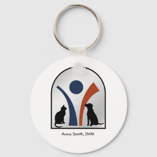 Custom Veterinary Animal Logo with Cat and Dog Key Ring