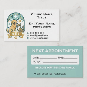 Custom Veterinary & Appointment Reminder Business Card