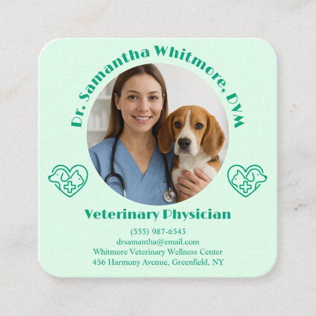 Custom Veterinary Business Card with Photo  (Front)