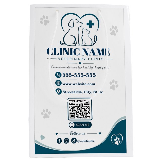 Custom Veterinary Clinic Paper Bag (Front)