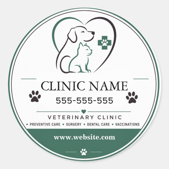 Custom Veterinary Clinic Sticker for Vets  (Front)