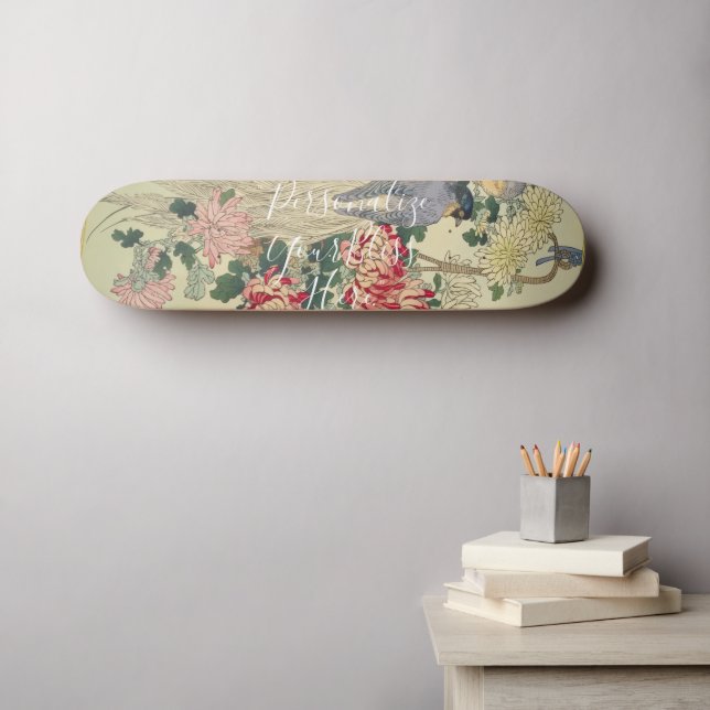 CUSTOM Vibrant Chrysanthemum & Bird of Paradise  Skateboard (Wall Art (Horz))