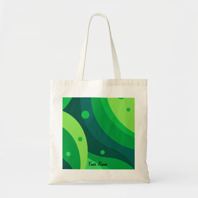 Custom Vibrant Green Colourful Pattern Aesthetic Tote Bag (Front)