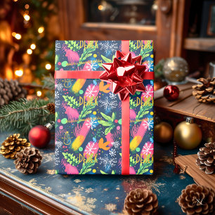 Custom Vibrant Holiday Foliage Christmas Wrapping Paper