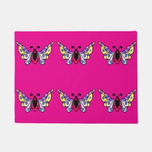 Custom Vibrant Modern Folk Butterfly Art Doormat
