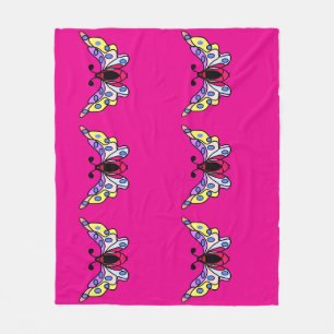 Custom Vibrant Modern Folk Butterfly Art Fleece Blanket